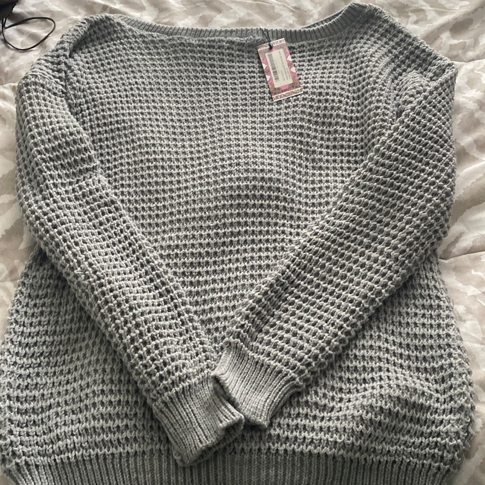 Petite Waffle Knit Off the Shoulder Jumper Dress